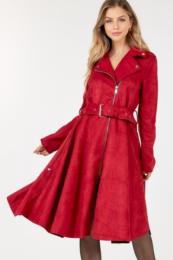 Red Zip-up trench coat
