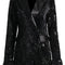 Satin Detail Feather Sleeve Black Sequin Blazer