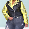 Plus Size Rivets and Eyelets PU Leather Motorcycle Jacket