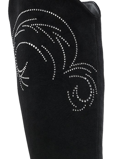 Becks Rhinestone Patterned Calf Boots