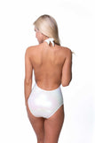White Metallic Plunge Backless Swimsuit (7982744469732)