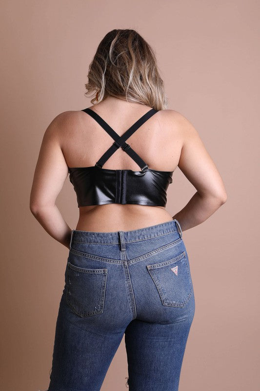 Plus Size Faux Leather Bralette