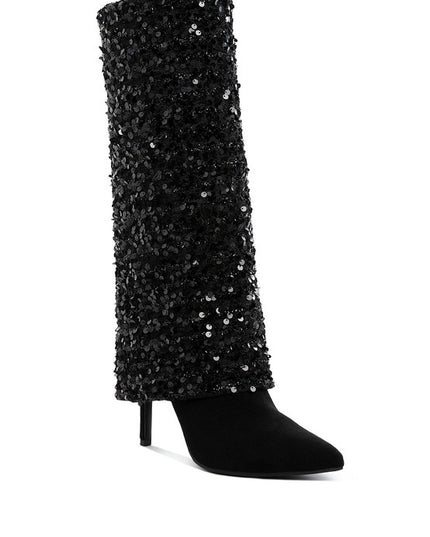 Sin City Sequin Fold-Over Calf Boots