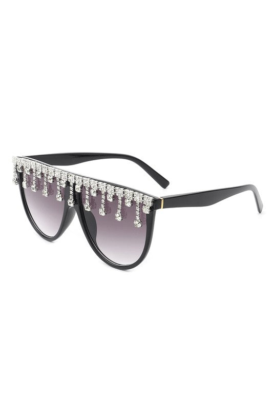 Round Oversize Rhinestone Fashion Sunglasses
