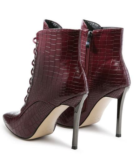 ESCALA CROC LACE-UP STILETTO BOOT