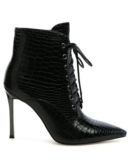 ESCALA CROC LACE-UP STILETTO BOOT