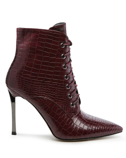 ESCALA CROC LACE-UP STILETTO BOOT