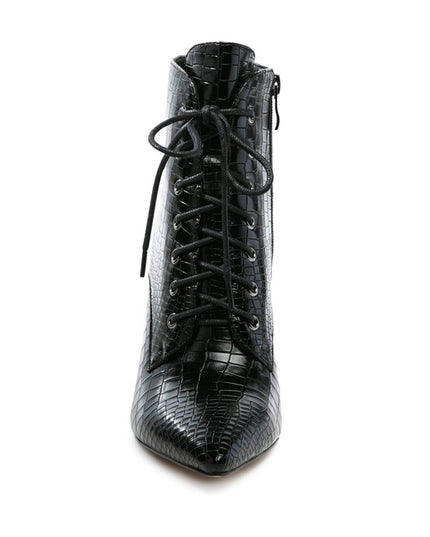 ESCALA CROC LACE-UP STILETTO BOOT
