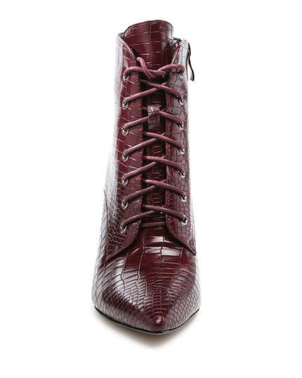 ESCALA CROC LACE-UP STILETTO BOOT