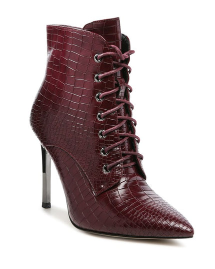 ESCALA CROC LACE-UP STILETTO BOOT