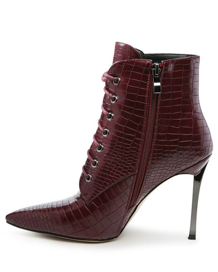 ESCALA CROC LACE-UP STILETTO BOOT