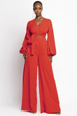 Long Sleeve Wrap Crop Top And Wide Pant Leg Set (7968562446564)