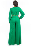 Long Sleeve Wrap Crop Top And Wide Pant Leg Set (7968562446564)
