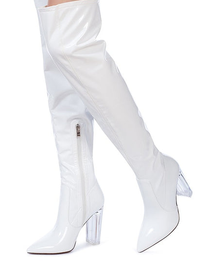 NOIRE THIGH HIGH LONG BOOTS IN PATENT PU