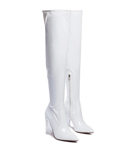 NOIRE THIGH HIGH LONG BOOTS IN PATENT PU