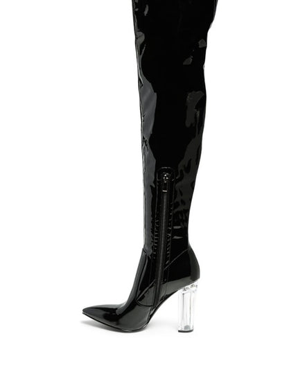 NOIRE THIGH HIGH LONG BOOTS IN PATENT PU