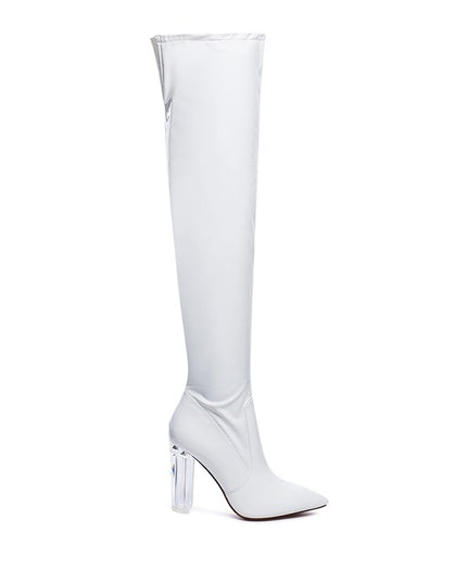 NOIRE THIGH HIGH LONG BOOTS IN PATENT PU
