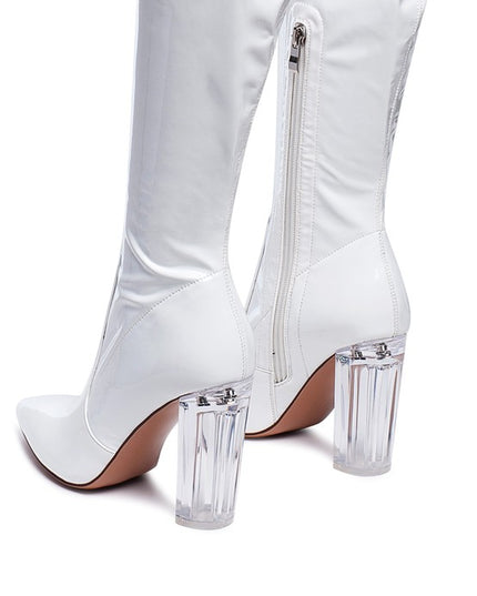 NOIRE THIGH HIGH LONG BOOTS IN PATENT PU