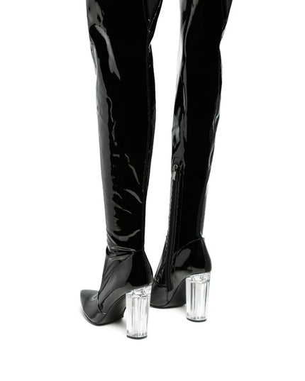NOIRE THIGH HIGH LONG BOOTS IN PATENT PU