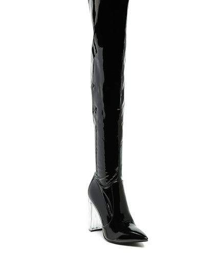 NOIRE THIGH HIGH LONG BOOTS IN PATENT PU