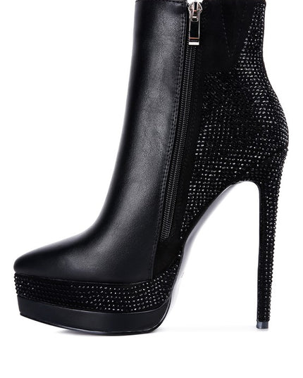 ENCANTO Diamante Set High Heeled Ankle Boots