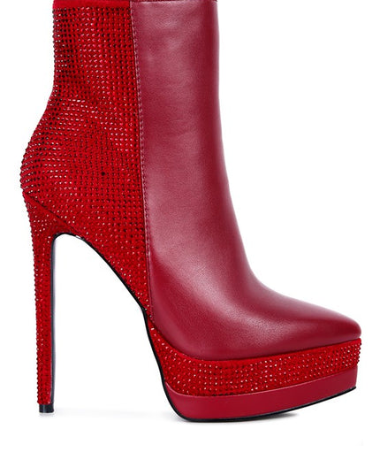 ENCANTO Diamante Set High Heeled Ankle Boots