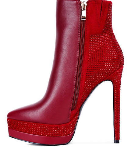 ENCANTO Diamante Set High Heeled Ankle Boots