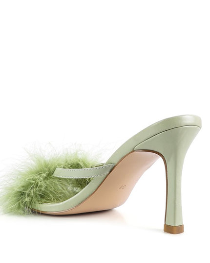 Honeybear Feather Detail Slip-On Sandals