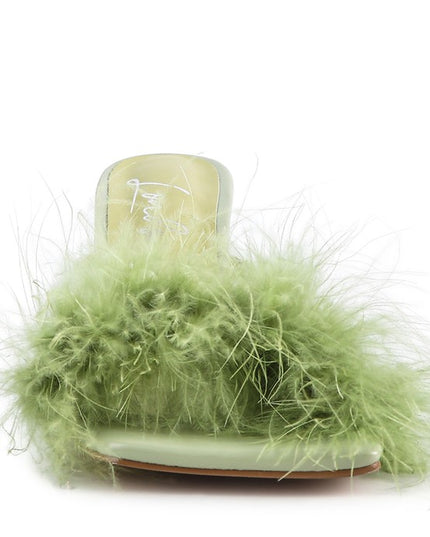 Honeybear Feather Detail Slip-On Sandals