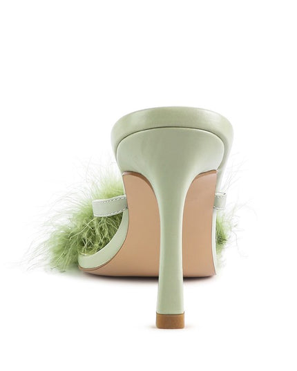 Honeybear Feather Detail Slip-On Sandals