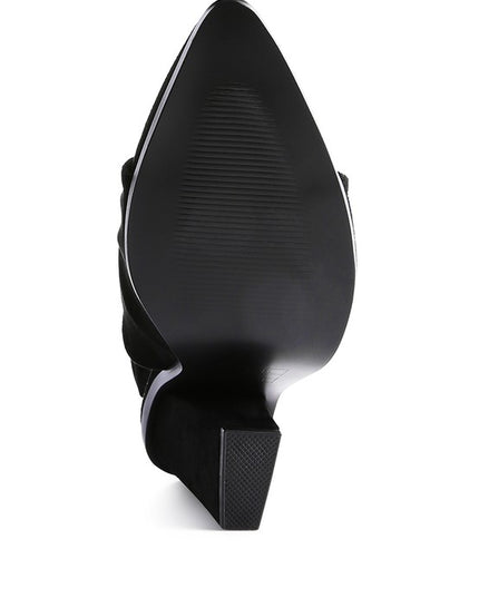 London Rag Wrap Around High Block Heeled Mules