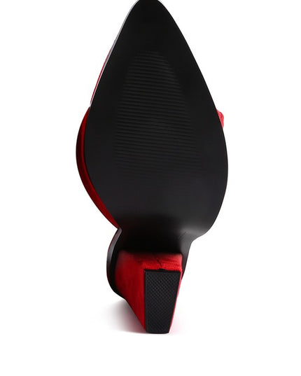 London Rag Wrap Around High Block Heeled Mules