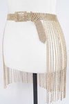 Fringe Rhinestone Buckle Chain Belt