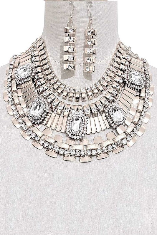 Bejewel Bib Necklace Earring Set