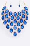 Crystal Teardrop Statement Bib Necklace Earring Set