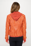 Coalition LA Double Zip Hooded Long Sleeve Jacket-Orange