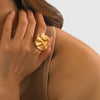 18K Gold-Plated Stainless Steel Battered Circle Open Ring