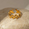18k Gold-Plated Stainless Steel Cutout Open Ring - Gold