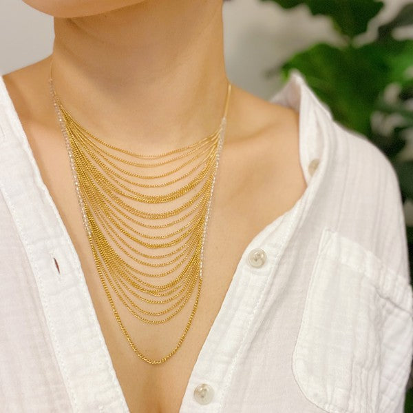 18k Gold Plated Arched Chain Drop Necklace