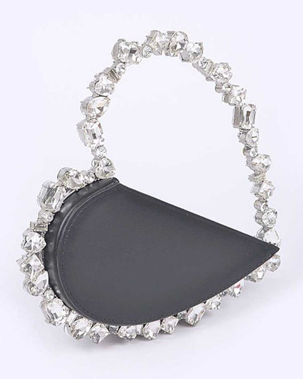 Crystal Handle Heart Shape Clutch