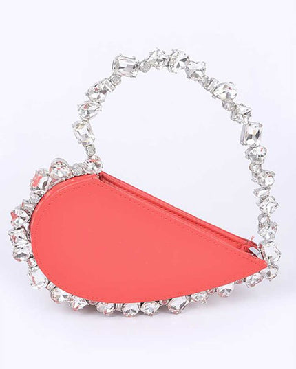 Crystal Handle Heart Shape Clutch