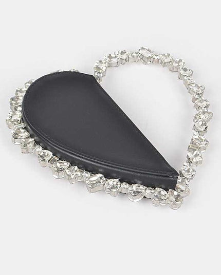 Crystal Handle Heart Shape Clutch