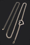 Dainty Rhinestone Heart Charm Chain Belt