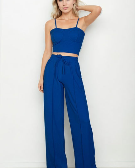 Bustier Cami Top & Slant Straight Pants