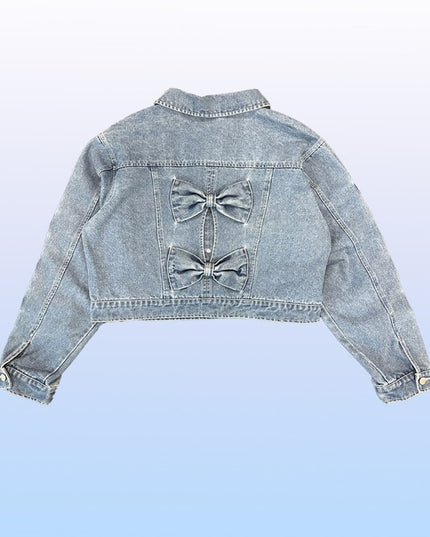 Cropped Bow Denim Jacket