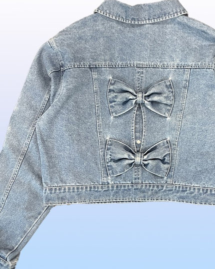 Cropped Bow Denim Jacket