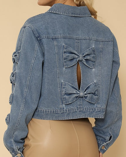 Cropped Bow Denim Jacket