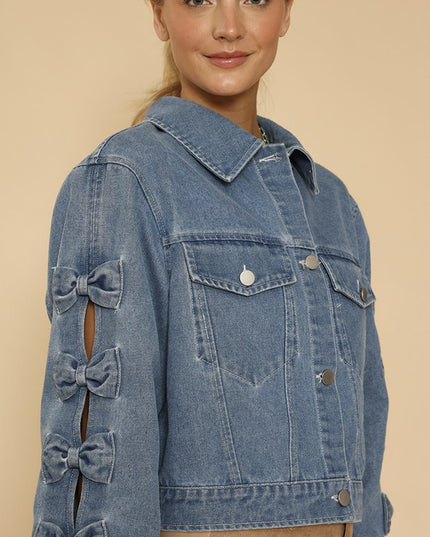 Cropped Bow Denim Jacket