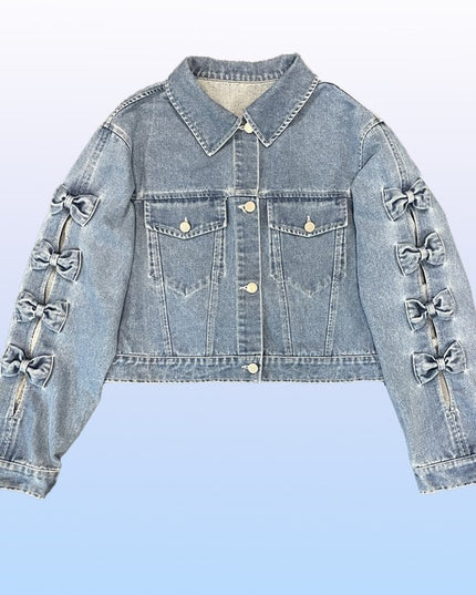 Cropped Bow Denim Jacket