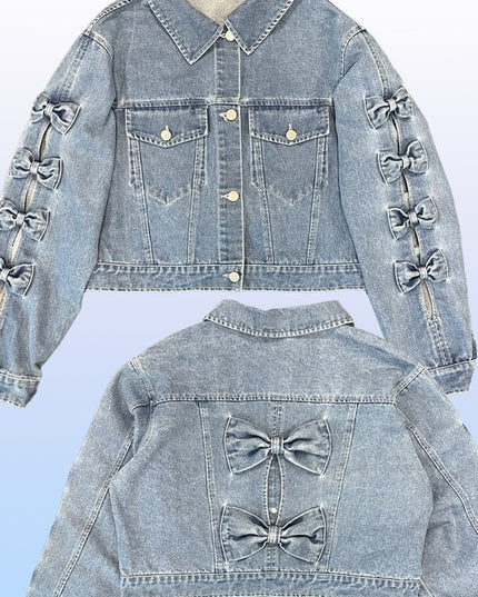 Cropped Bow Denim Jacket